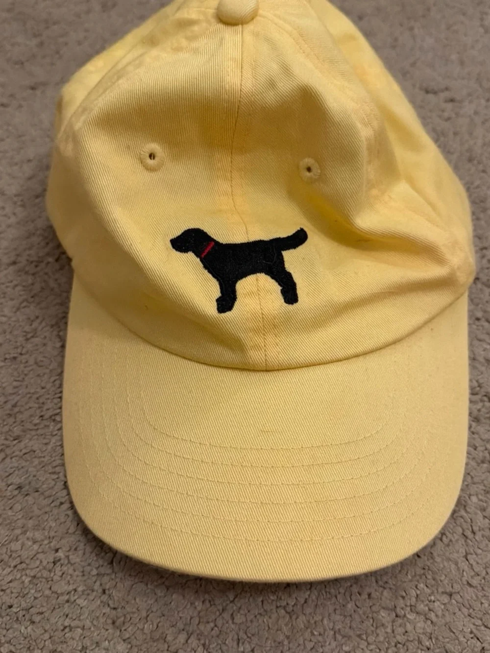 Yellow Baseball Cap with Black Dog Embroidery